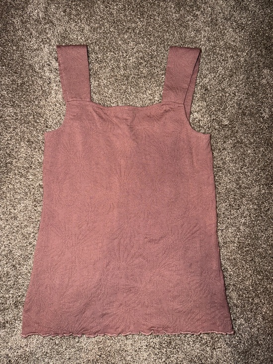 Maurices Tops - Maurices Mauve Dusty Rose Floral Textured Square-Neck Tank